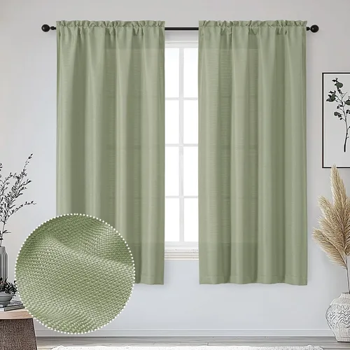 Vista 39 de OWENIE Bob Juego de 2 Paneles de Cortinas Negras de Cocina para Ventanas de 36 Pulgadas de Largo, Cortinas Cortas de Café con Textura de Lino