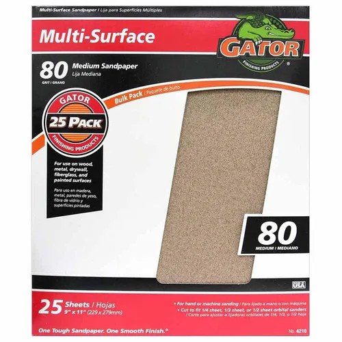 Vista 11 de Gator - Hojas de lijado multisuperficie de 9 x 11 pulgadas, grano 36, paquete de 25