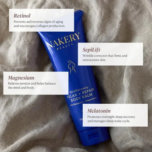 Vista 12 de Nakery Beauty SkinRecovery Relax + Repair - Bálsamo corporal, loción para dormir de melatonina de magnesio con retinol + SepiLift, crema reafirmante
