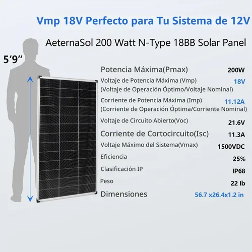 Vista 7 de Panel solar 400W tipo N 18BB,25.6% eficiencia 12V módulo fotovoltaico,2 Panel solar monofacial tipo N 2pc-200W