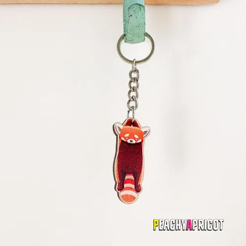 Vista 5 de PeachyApricot Cute Red Panda Keychain Backpack Charm Jewelry Gift