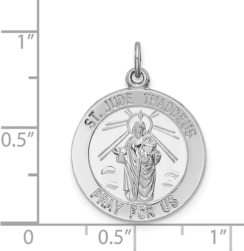 Vista 4 de ICE CARATS Dije de plata de ley 925 San Judas Tadeo San Judas Patrono San Tadeo Medalla de San Judas Tadeo Colgante de Medalla Religiosa para Mujer