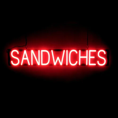 Vista 28 de SpellBrite DELI Sign Letrero relacionado con delicatessen con aspecto neón, fuente de luz LED azul 13.4 x 6.3 pulgadas