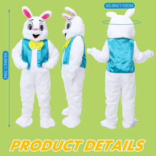 Vista 2 de Disfraz de conejo de Pascua feliz para adultos, disfraz de conejo de Pascua unisex para adultos, mujeres y hombres, unisex, fiesta de Pascua, cosplay