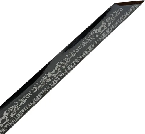 Vista 5 de Espada forjada hecha a mano Samurai Espada Apoyos Katana no afilada Espiga Completa Acero Inoxidable Dragón Rojo/Negro