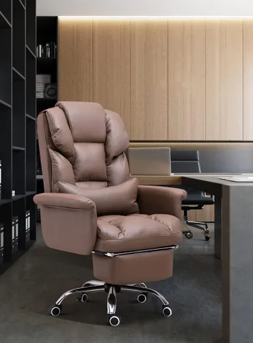 Vista 4 de Big and Tall Bonded Leatherreclining Office Chair Task Chair,400Lbs Computer Ergonomic Desk Chair High Back All Day Comfort Ergonomic Lumbar Support