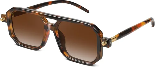 Vista 12 de Retro Aviator Sunglasses for Women Men - 70s Trendy Square Vintage Shade Sun Glasses UV Protection