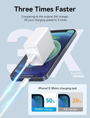 Vista 2 de Bloque de cargador de pared USB C para iPhone y cable USB C a USB C
