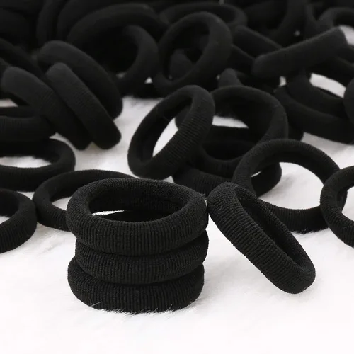 Vista 3 de 200 PCS Bandas Negras para Cabello de Bebé – Mini Ligas Sin Costuras para Cabello de Niños Pequeños – Suaves Sujetadores de Cola de Caballo