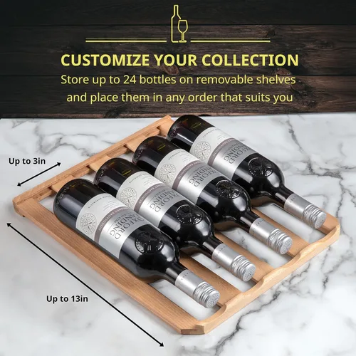 Vista 6 de SCHMÉCKÉ Refrigerador de vino con compresor de 28 botellas con cierre – Gran bodega independiente para vino tinto, blanco, champán o espumoso