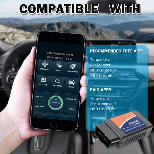 Vista 4 de Elm327 WiFi OBD2 interfaz puede autobús escáner herramienta de diagnóstico con chip original 25k80 soporte iOS/Android V2.1