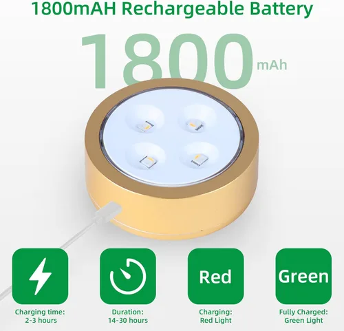 Vista 3 de Paquete de 2 luces inalámbricas para cuadros de pared, luz para cuadros recargable que funciona con batería con control remoto, luz regulable