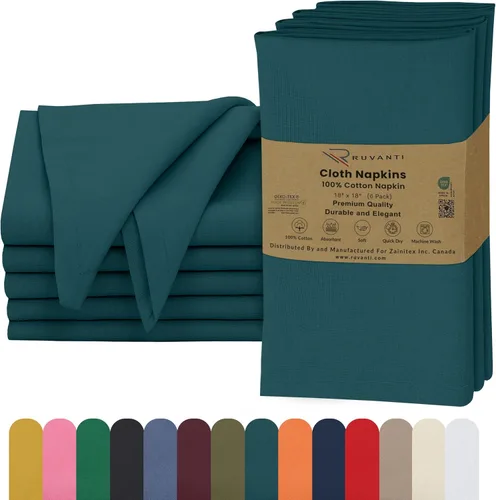 Vista 47 de Ruvanti - Servilletas de tela, paquete de 6, 45x45 centímetros, 100% algodón, lavables, suaves y absorbentes, perfectas para bodas, cenas de Belleza