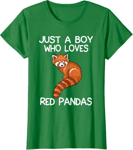 Vista 28 de Just A Boy Who Loves Red Pandas Gift - Camiseta con diseño de panda roja, Negro, S