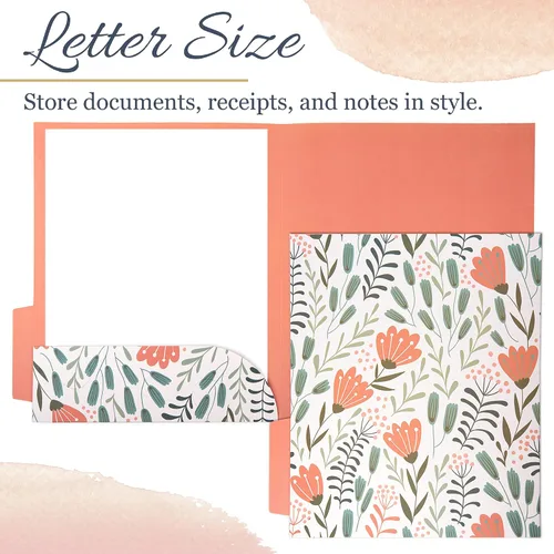 Vista 5 de Carpetas decorativas para archivos, paquete de 12 carpetas florales, tamaño carta, 6 diseños