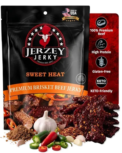 Vista 10 de Jerzey Jerky Carne Asada Brisket Jerky 2.5oz (2 Pack) – Bocadillos de carne de brisket asada con alto contenido en proteínas, sin gluten