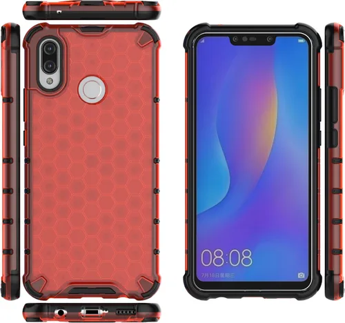 Vista 214 de Pzwoxukhov Funda compatible con Huawei Nova 3i, compatible con Huawei P Smart+ 2018 Honeycomb Anti-Drop Shock-Absorbing Case Negro