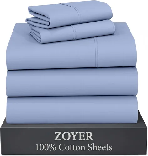 Vista 7 de ZOYER Sábanas de 100 % algodón percal tamaño individual, refrescantes y transpirables, duraderas, con una sensación nítida, suave y cómoda, bolsillo