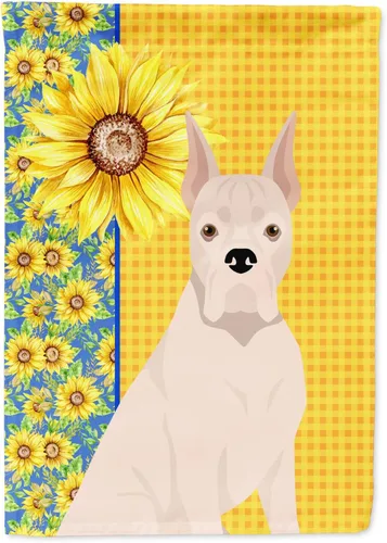 Vista 391 de Caroline's Treasures WDK5313GF Bandera de jardín con diseño de girasoles de verano, color negro y tostado, Airedale Terrier para buzón, bandera