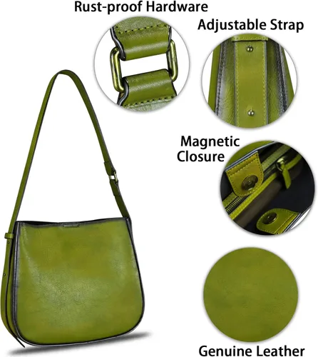 Vista 6 de Bolso bandolera de cuero genuino para mujer, bolso vintage hecho a mano, bolso retro de diseñador Hobo, bolso cruzado
