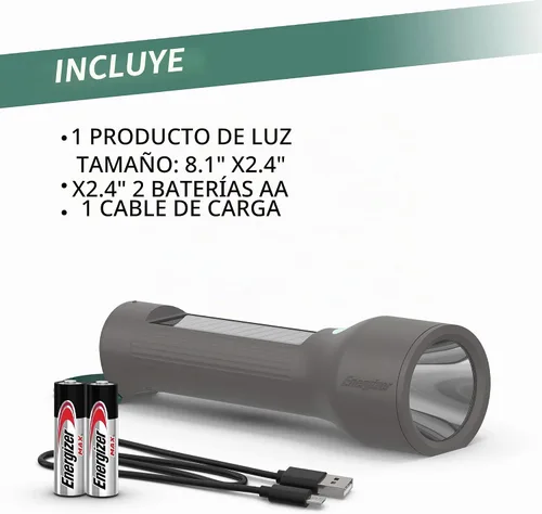 Vista 7 de Energizer S-600 Linterna LED recargable con opciones de alimentación de batería solar y AA, linternas superbrillantes IPX4 resistentes al agua