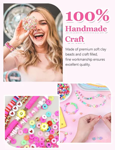 Vista 4 de Newlibery - Pulseras de cuentas compatibles con Apple Watch de 38 mm, 40 mm, 41 mm, 42 mm (S10/11) Mujeres Niños Linda Elegante Preppy Hecho a mano