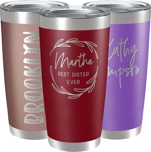 Vista 30 de Vasos personalizados, vaso de acero inoxidable de 20 onzas con tapa 13 diseños diferentes Tazas personalizadas de doble pared aisladas para café