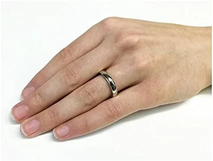 Vista 3 de Anillo de boda de calce cómodo, resistentes al deslustre, liso, pulido, de plata fina, 4 mm, tamaños 6-12