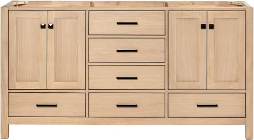 Vista 62 de ARIEL Cambridge Mueble base de tocador de baño de 36 pulgadas, madera maciza, 2 puertas de cierre suave, 5 cajones de cola de milano, roble marrón