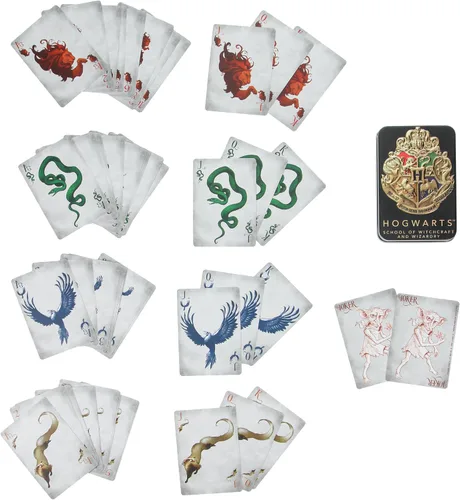 Vista 2 de Paladone Hogwarts - Juego y actividad de Harry Potter, 52 cartas que representan a Gryffindor Ravenclaw Hufflepuff Slytherin