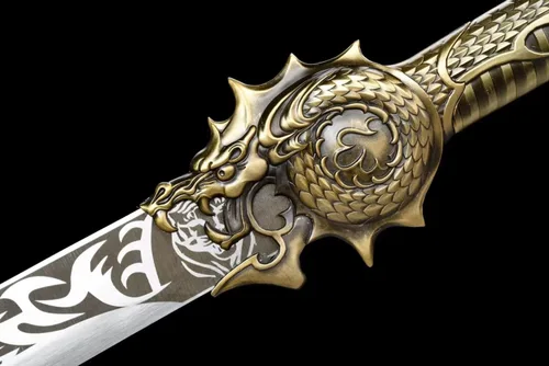Vista 3 de LONGSWORD Dadao - Espada de cola de vaca hecha a mano con hoja de acero forjado de alto carbono, vaina de poliuretano y accesorios de aleación