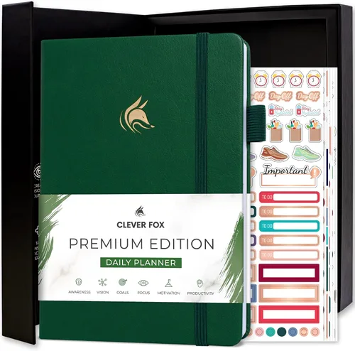 Vista 9 de Clever Fox Agenda Diaria, edición superior. - Planificador diario de lujo con horario por hora, organizador personal, diario de productividad