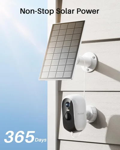 Vista 3 de WUUK Sistema de cámaras solares para exteriores y cámara con cable de 4MP para interiores y exteriores