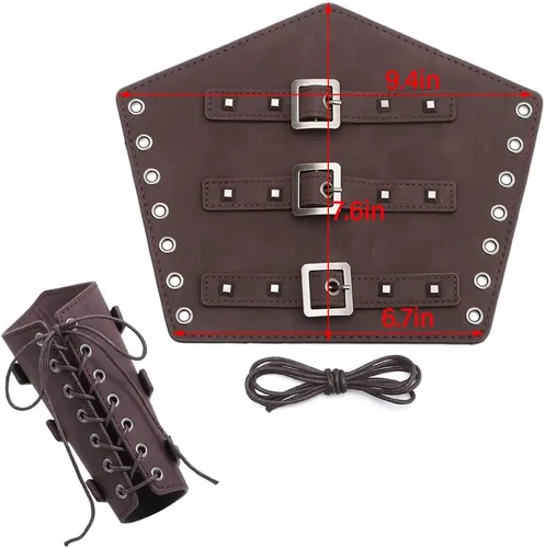 Vista 6 de Medieval Cosplay Gauntlet Wristband Armor Bracers Renaissance Costume Accessories Vintage Belt Pouch Viking Leather Arm Guard
