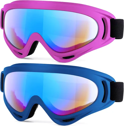 Vista 9 de MAMBAOUT Paquete de 2 gafas de esquí de nieve, gafas de snowboard para hombres, mujeres, jóvenes, niños, niños o niñas