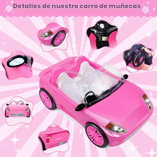 Vista 7 de Ecore Fun Juego de coche de muñeca de 11.5 pulgadas - Ropa y accesorios con Rosa