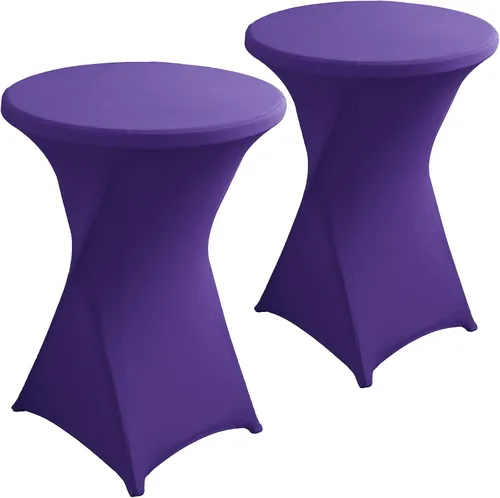 Vista 13 de Paquete de 2 Fundas para Mesa de Cóctel de Spandex Champán de 32x43 Pulgadas, Mantel de Cóctel Redondo Elástico, Funda de Mesa Highboy Ajustada