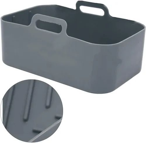 Vista 9 de Olla de silicona para freidora de aire, olla de silicona antiadherente reutilizable, cesta de repuesto para DZ201 8QT (gris)