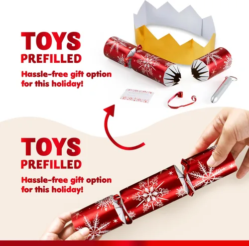Vista 3 de JOYIN Paquete de 12 recuerdos de fiesta de Navidad sin broches con diseño de copo de nieve rojo y blanco con suministros de fiesta para niños