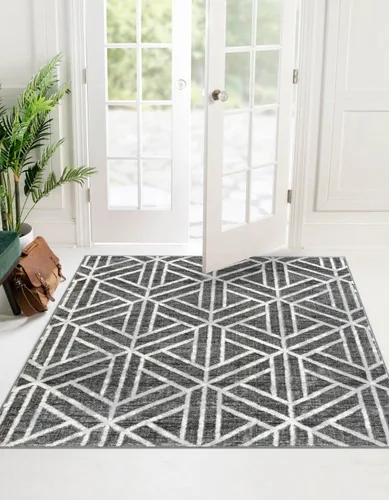 Vista 21 de Unique Loom Matrix Trellis Collection - Alfombra de área, diseño (2 pies x 6 pies 1 pulgada, color azul/marfil)