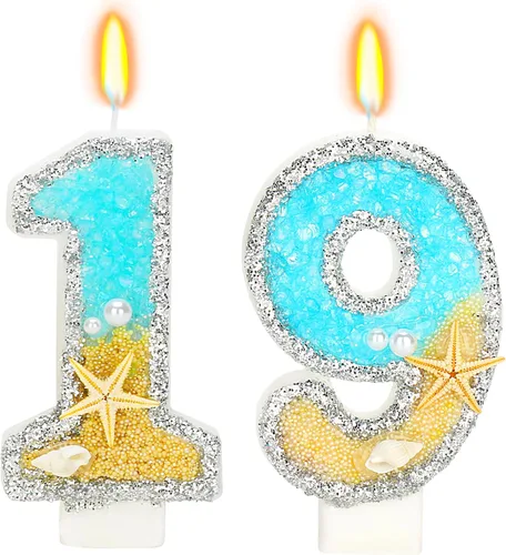 Vista 40 de Vela número 1 de estrella de mar de playa para decoración de pastel Plata