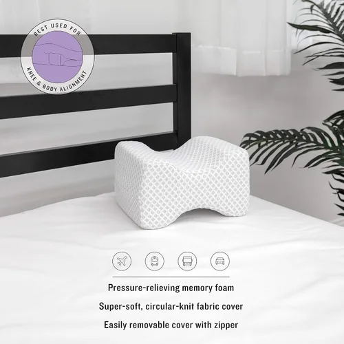 Vista 4 de SensorPEDIC Almohada de apoyo de rodilla de espuma viscoelástica, talla única, color blanco