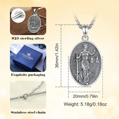 Vista 88 de EUDORA Collar de plata de ley 925 con moneda Hécate, Athena, Perséfono, Nyx, diosa de la luna triple, diosa celta, rueda de Hécate, llave, regalo