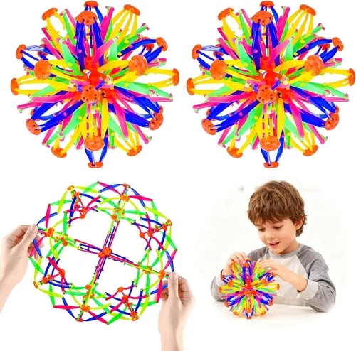Vista 8 de 4 Piezas Esferas Pop Sensoriales Coloridas Juguete Fidget para Niños y Adultos Aliviar el Estrés, Pelotas Plegables Expandibles que se Expanden