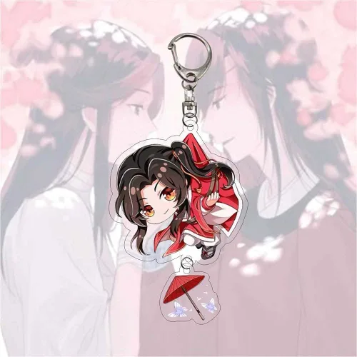 Vista 5 de Llavero Tian Guan Ci Fu, llavero de bendición del oficial del cielo figuras de anime, colgante de acrílico, llavero, bolsa, decoración, Blanco