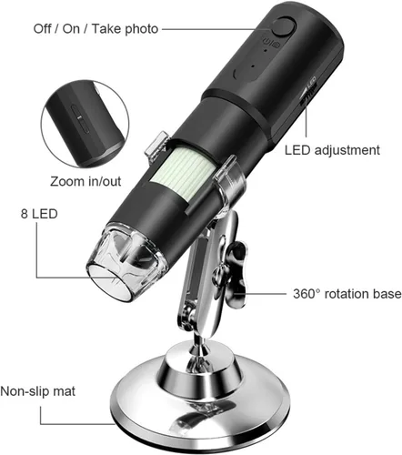 Vista 3 de Microscopio portátil, USB 50X a 1000X Microscopio electrónico Microscopio Digital, Lupa de microscopio giratorio de 360 grados, Microscopio