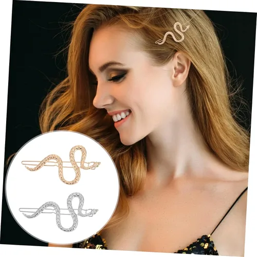 Vista 9 de Pinzas para el pelo de serpiente, 4 piezas, horquilla de serpiente, clips de boda, joyería de metal dorado, patrón geométrico, pasadores, aleación