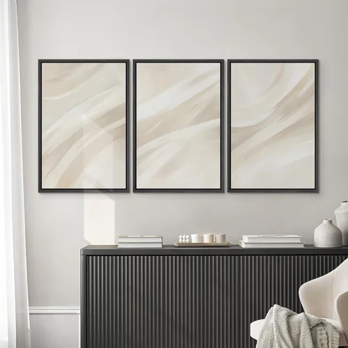 Vista 356 de SIGNWIN Lienzo enmarcado para pared, juego de arte neutro de bosque brumoso, ilustraciones en tono tierra, arte moderno, decorativo, bohemio