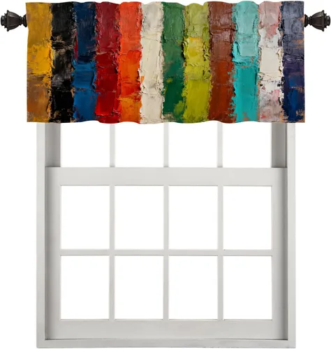 Vista 142 de Cortinas opacas de poliéster multicapa para cafetería, con diseño de diamantes, 2 unidades, 26 x 24 pulgadas