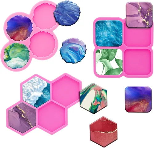 Vista 11 de Molde de silicona de 1.7 pulgadas para agarre circular irregular de teléfono, molde de fundición de resina epoxi de 4 cavidades para fabricación